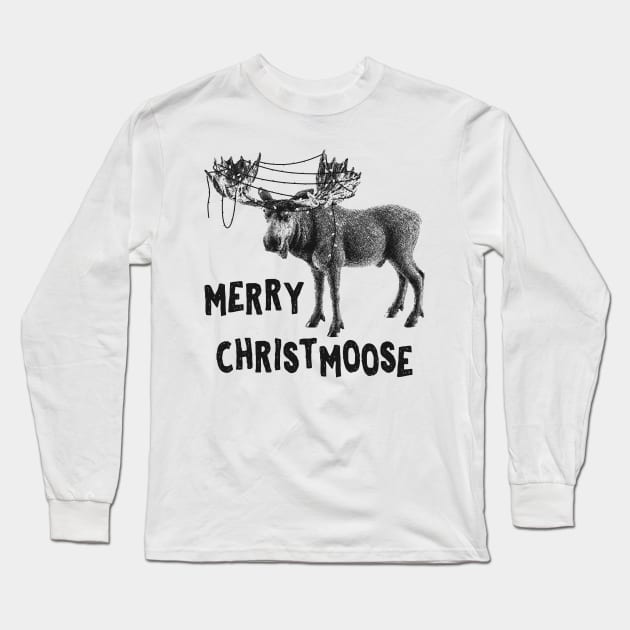 Merry Christmoose Long Sleeve T-Shirt by everinseason